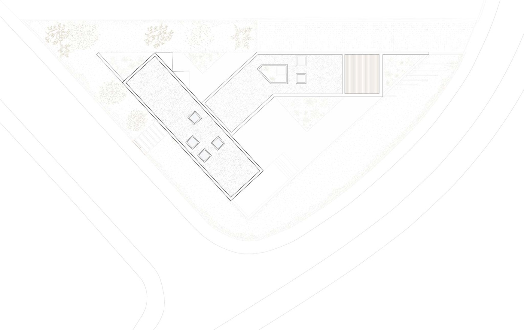 Plano de planta de cubierta. Casa Maridia por Guillem Carrera. 