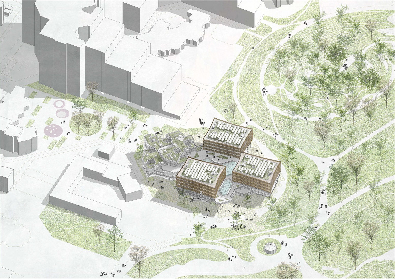 Axonometry A. Campus du Parc by It's architecture.