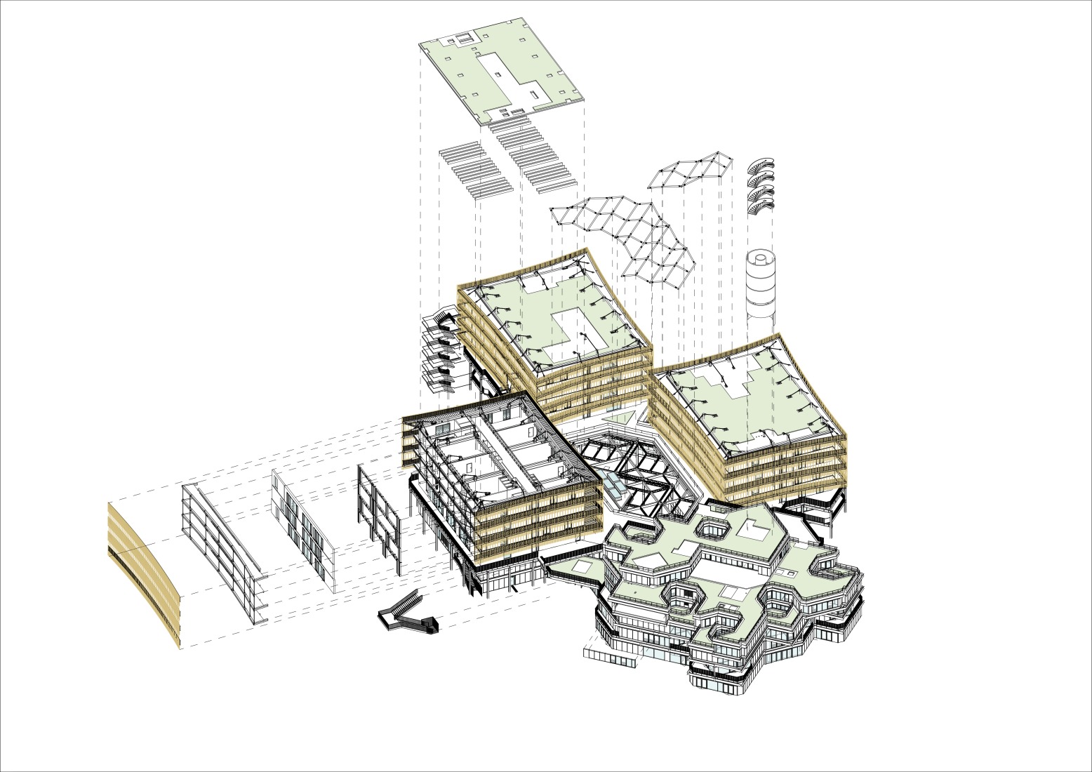 Axonometria B. Campus du Parc por It's architecture.