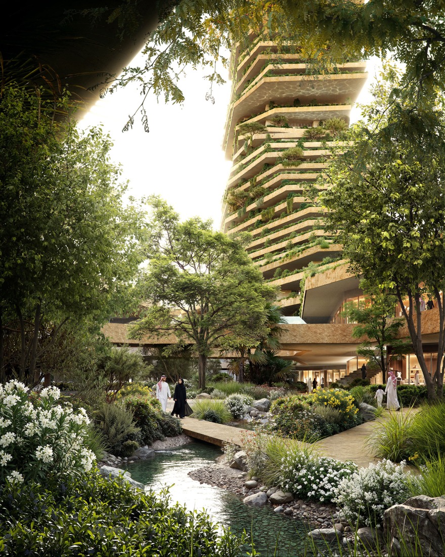 View of the wadi at the Riymar Towers, courtesy of Riymar Real Estate and Malcolm Reading Consultants. Rendering by JSWD.