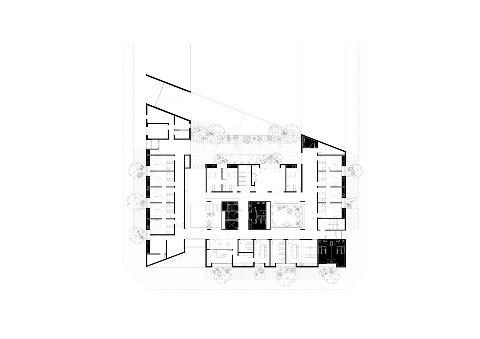 Plano de planta baja. Centro de salud Son Ferriol por Laboqueria Arquitectura + Munarq.