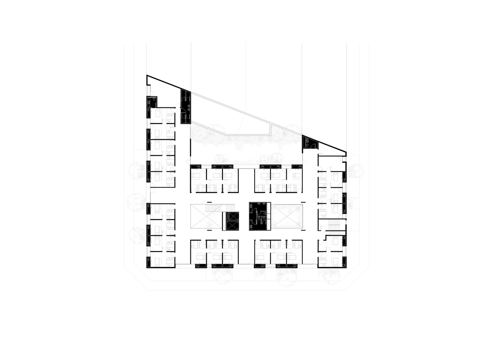 Plano de primera planta. Centro de salud Son Ferriol por Laboqueria Arquitectura + Munarq.