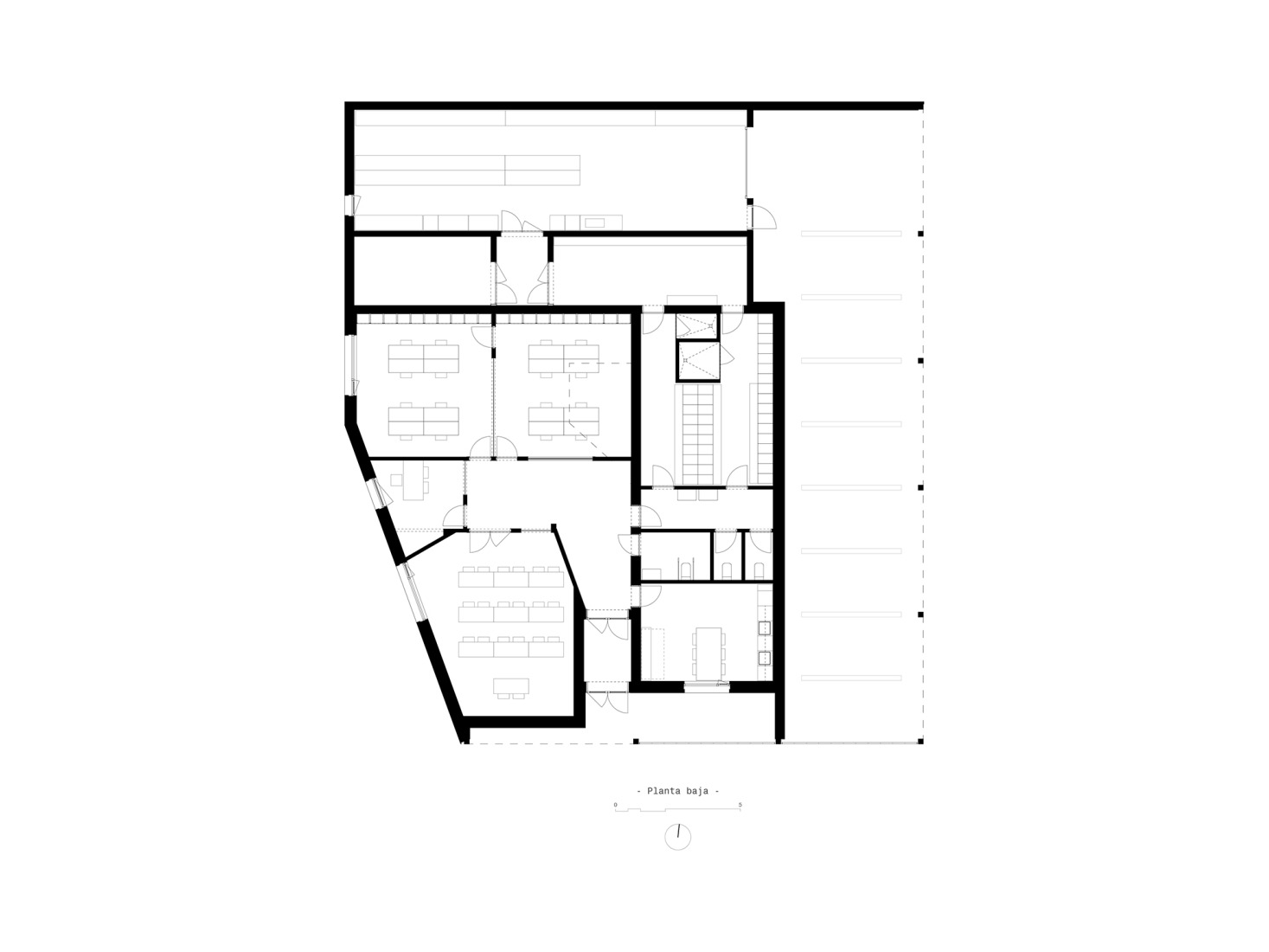 Ground floor plan. Sakana-Mendialdea Forest Resources Center by MID estudio + FILO arquitectos.