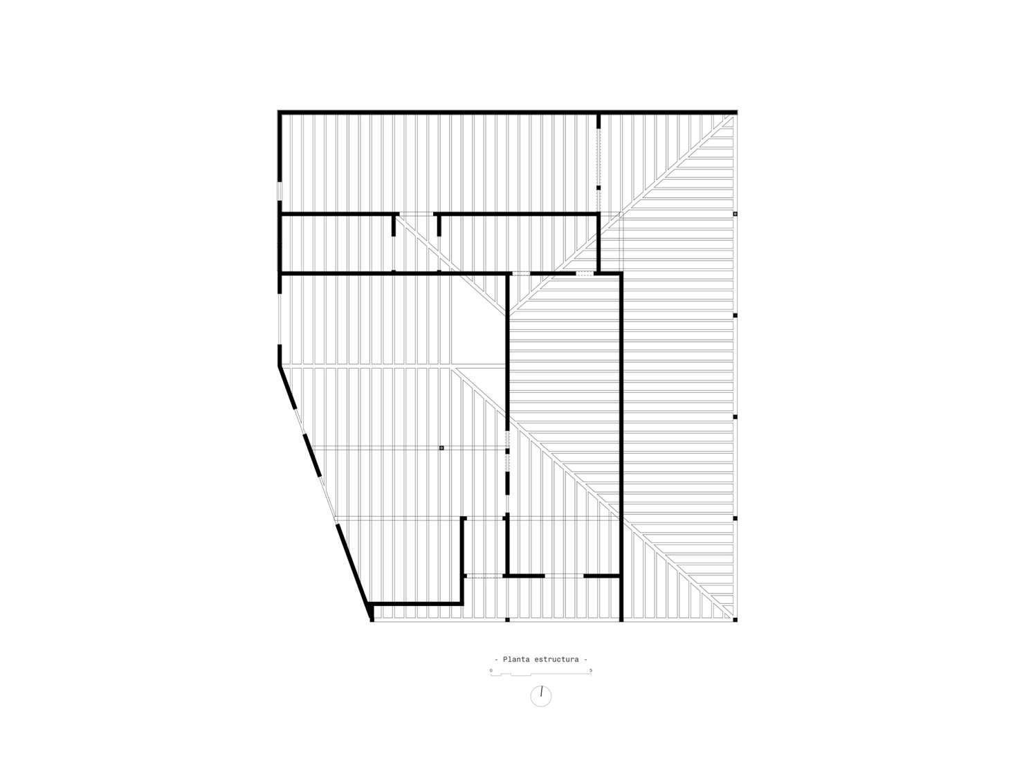 Structural plan. Sakana-Mendialdea Forest Resources Center by MID estudio + FILO arquitectos. 