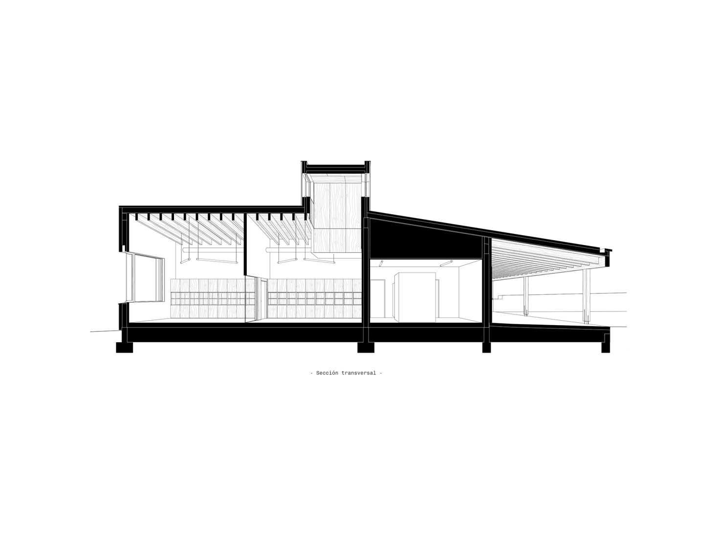 Section. Sakana-Mendialdea Forest Resources Center by MID estudio + FILO arquitectos. 