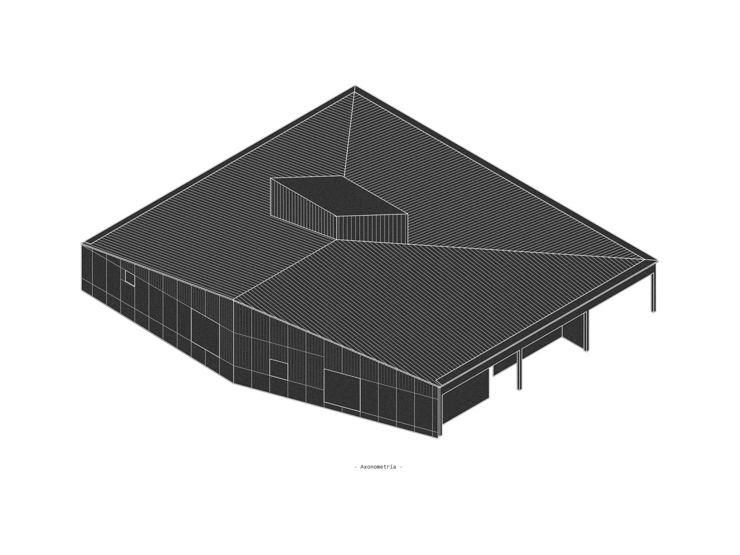 Axonometry. Sakana-Mendialdea Forest Resources Center by MID estudio + FILO arquitectos. 