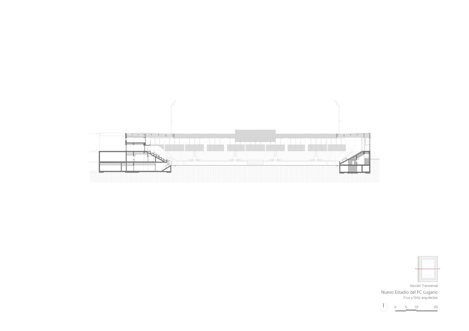 Section. Arena Sportiva by Cruz y Ortiz Arquitectos SLP + Giraudi Radczuweit Architetti Sagl.