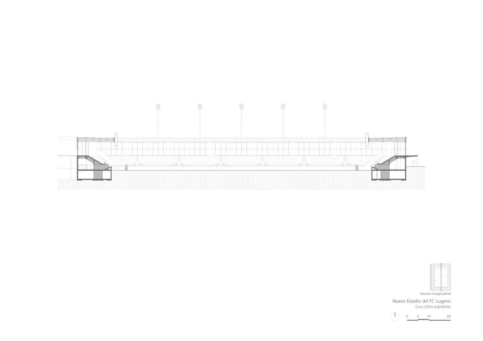 Section. Arena Sportiva by Cruz y Ortiz Arquitectos SLP + Giraudi Radczuweit Architetti Sagl.