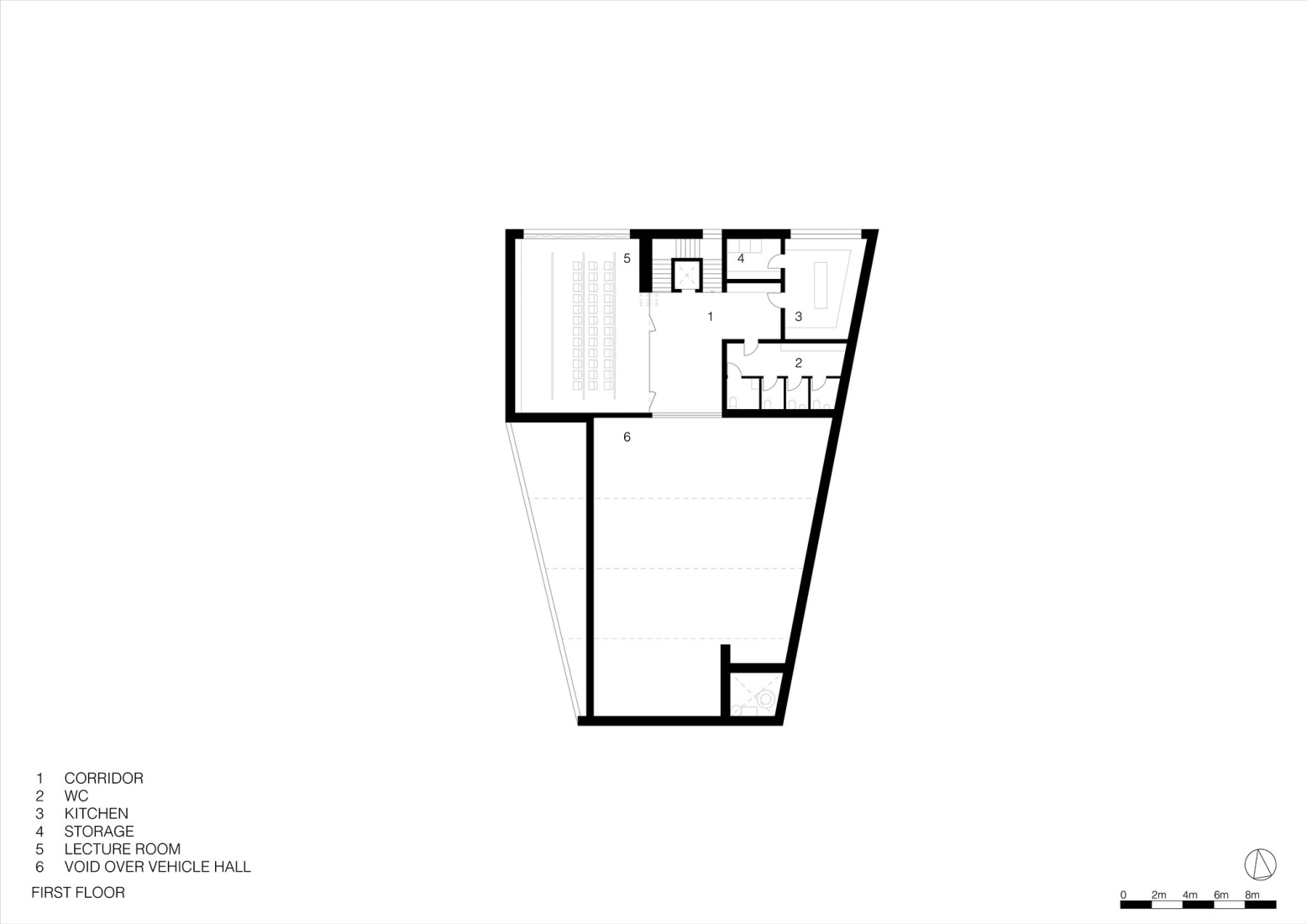 First floor plan. Civil Protection Centre by Roland Baldi Architects.