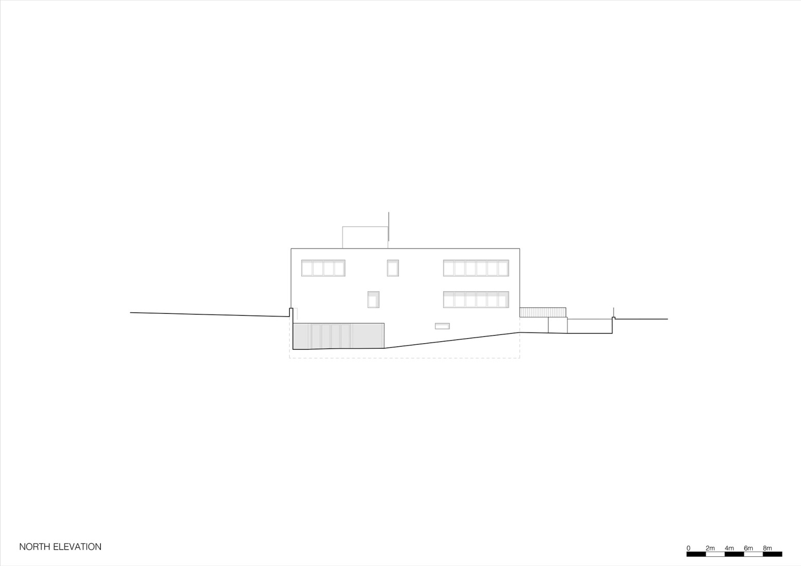 Elevation north. Civil Protection Centre by Roland Baldi Architects.