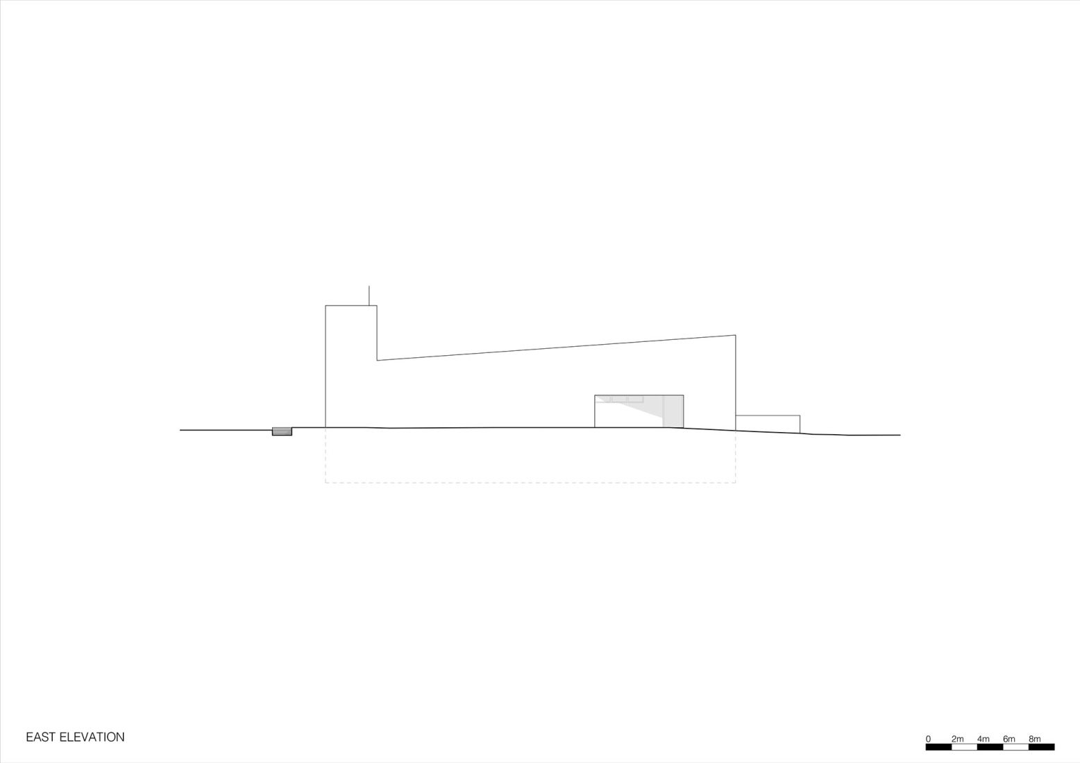 Elevation east. Civil Protection Centre by Roland Baldi Architects.
