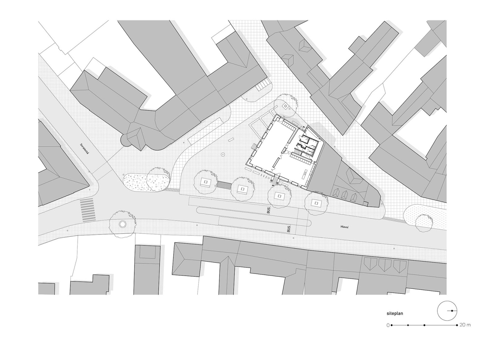 Site plan. Stará hasička Cultural and Community Centre by Schwerpunkt.