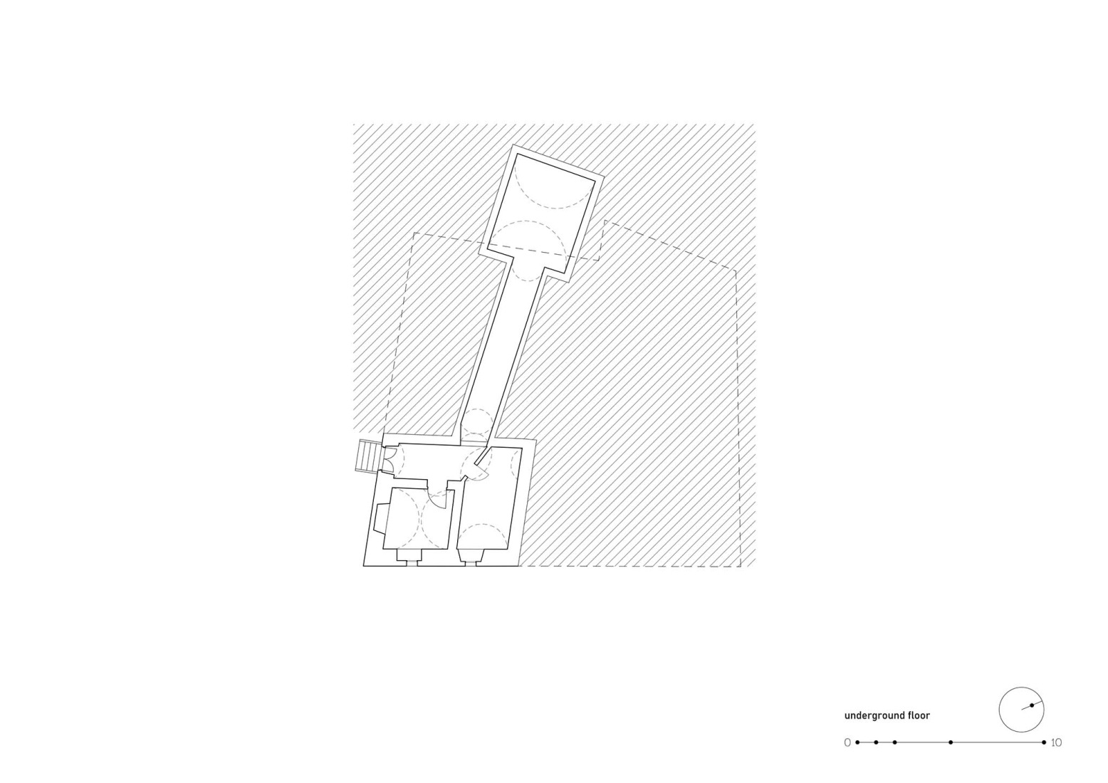 Basement floor plan. Stará hasička Cultural and Community Centre by Schwerpunkt.