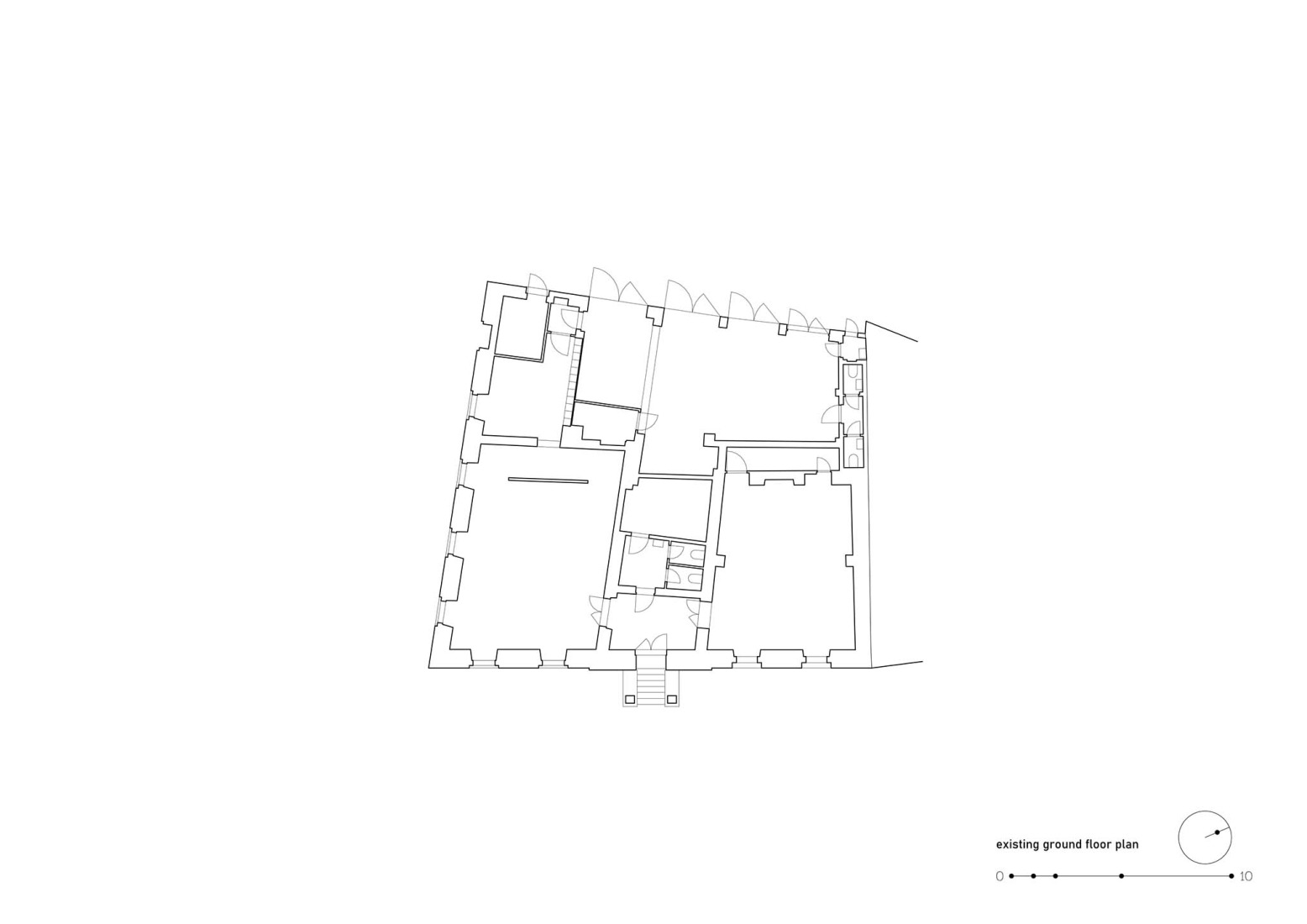 Existing ground floor plan. Stará hasička Cultural and Community Centre by Schwerpunkt. 