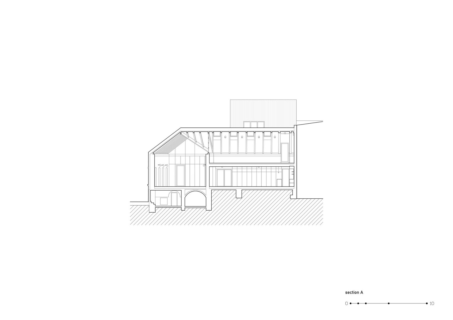 Section. Stará hasička Cultural and Community Centre by Schwerpunkt.