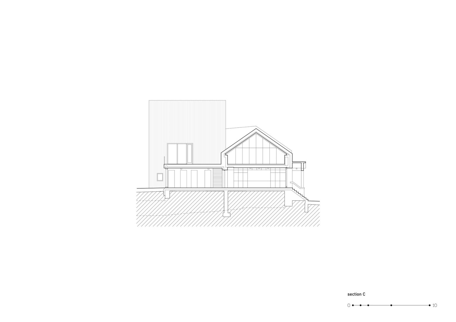 Section. Stará hasička Cultural and Community Centre by Schwerpunkt.