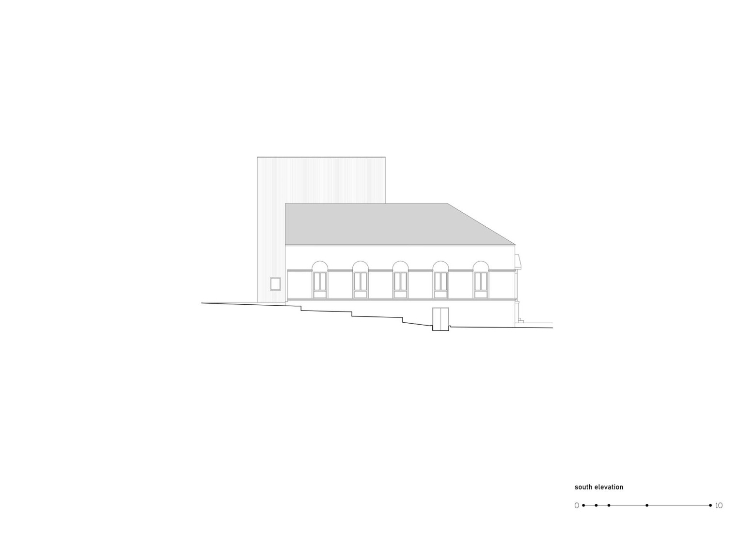 Elevation. Stará hasička Cultural and Community Centre by Schwerpunkt.
