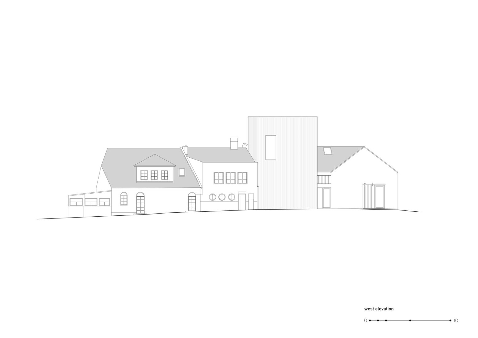 Elevation. Stará hasička Cultural and Community Centre by Schwerpunkt.