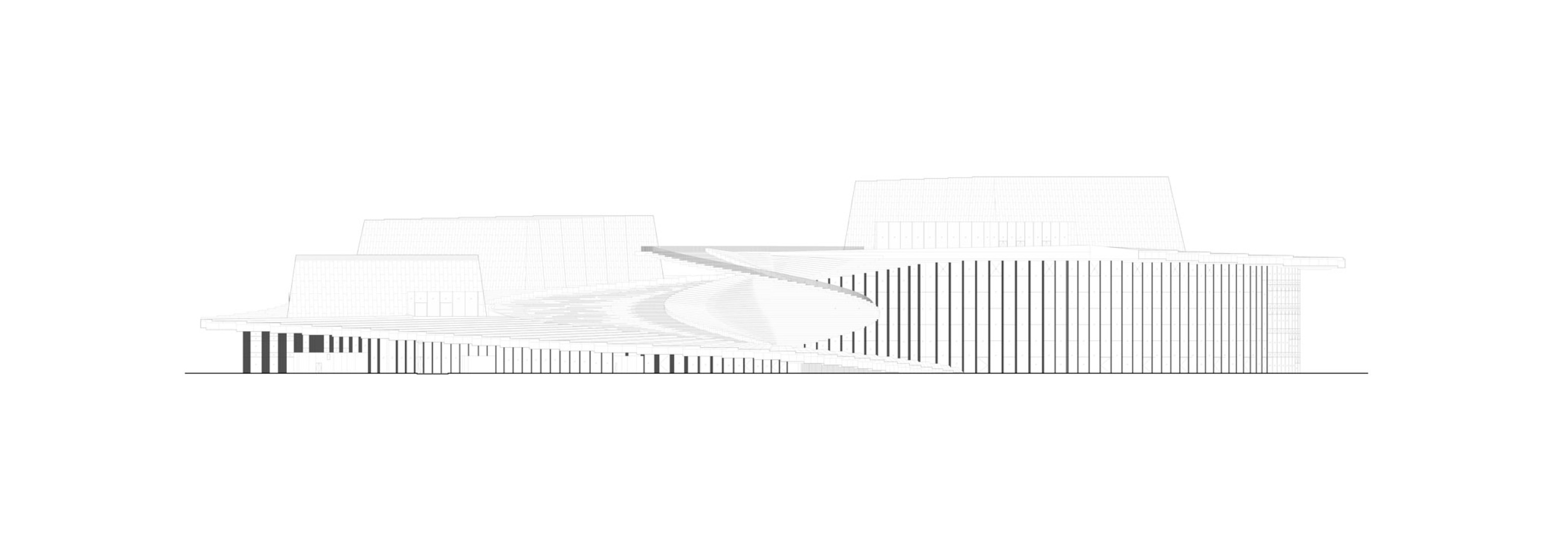 Elevation. Shanghai Grand Opera House by Snøhetta. 