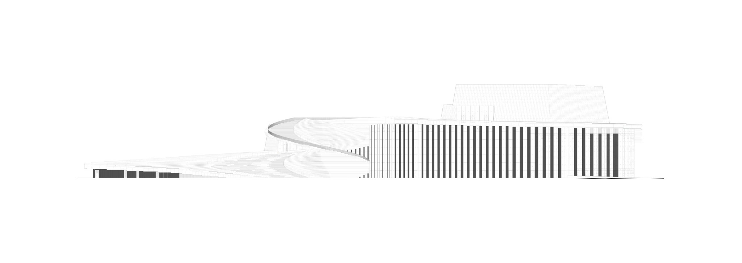 Elevation. Shanghai Grand Opera House by Snøhetta. 
