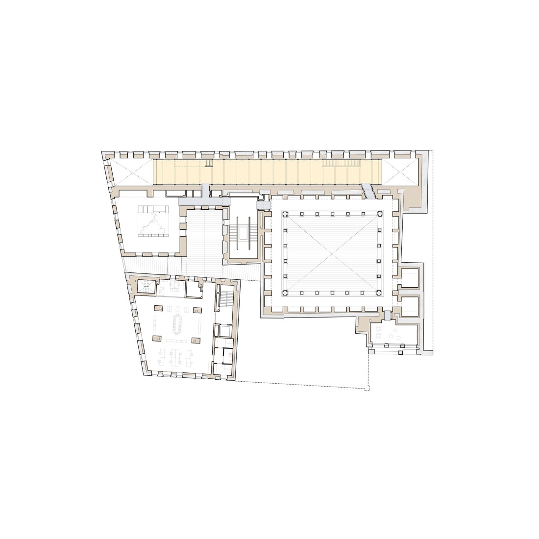 Second floor plan. Comprehensive Architectural Renovation of the Euskal Museoa Bilbao by Vaillo + Architects.