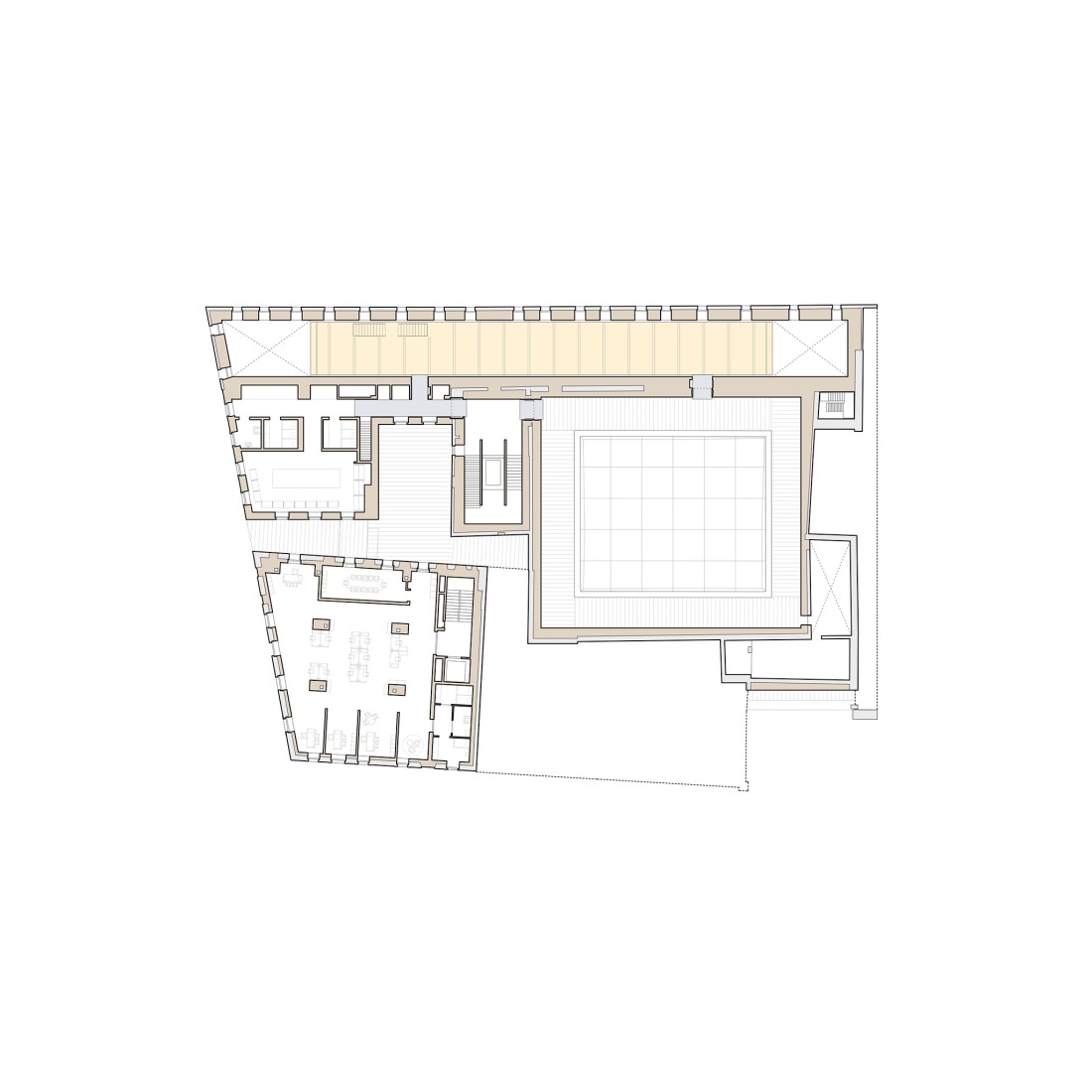 Third floor plan. Comprehensive Architectural Renovation of the Euskal Museoa Bilbao by Vaillo + Architects.