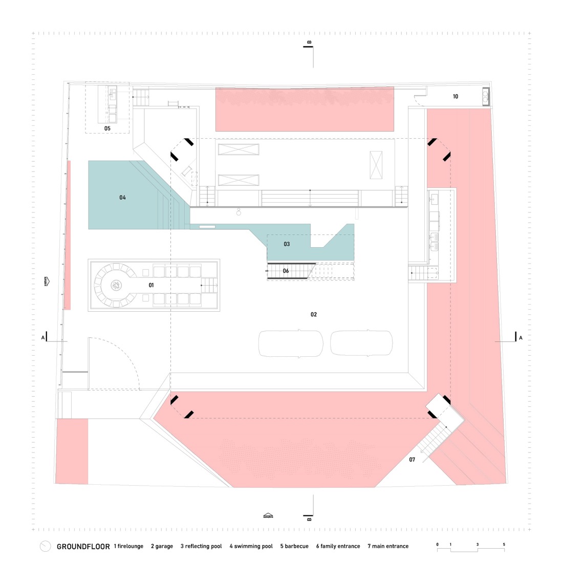 Ground floor plan. HAVEBLUE House by Yuri Vital Arquiteto.