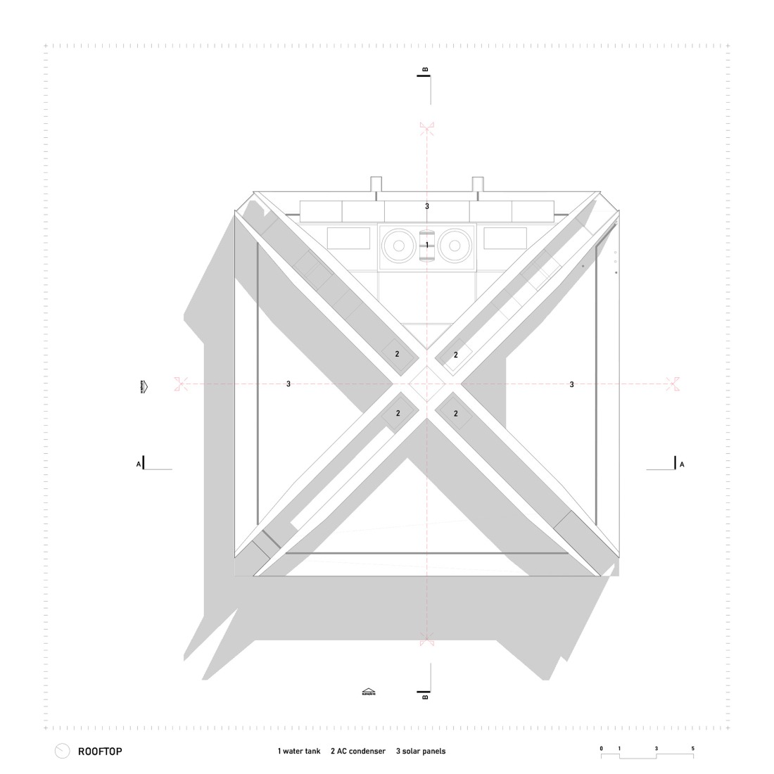 Rooftop floor plan. HAVEBLUE House by Yuri Vital Arquiteto.