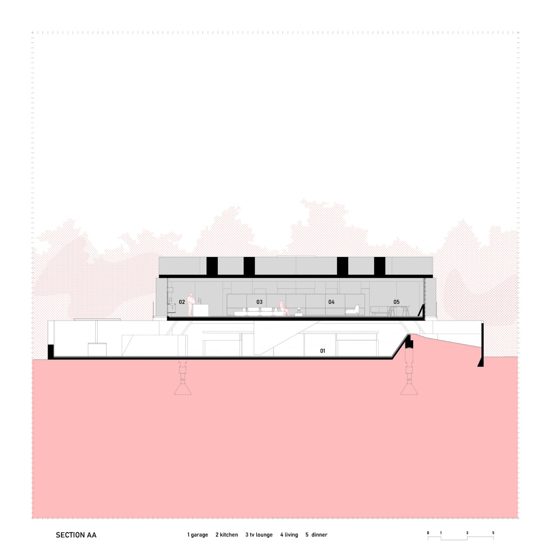 Section. HAVEBLUE House by Yuri Vital Arquiteto.