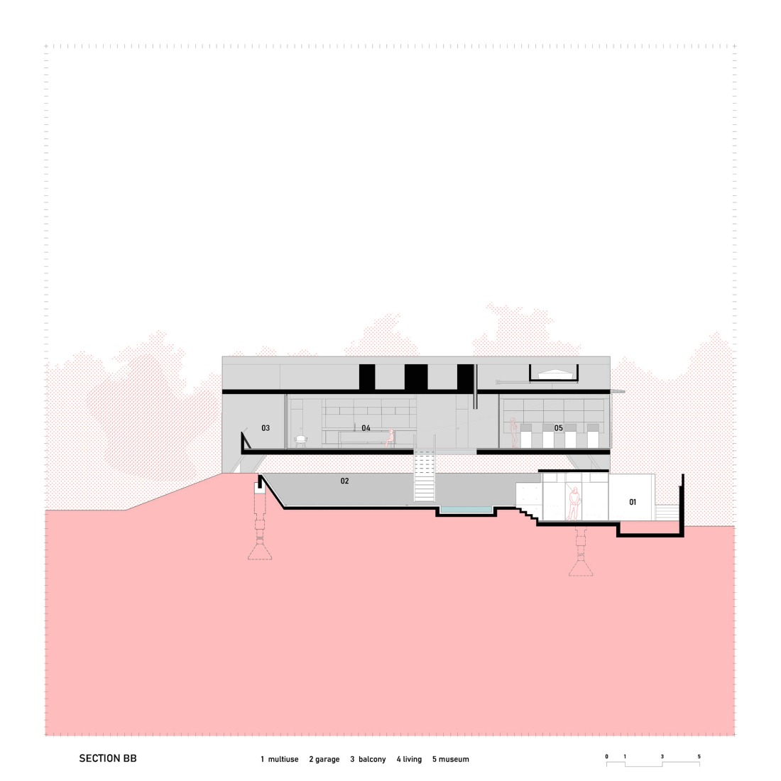 Section. HAVEBLUE House by Yuri Vital Arquiteto.