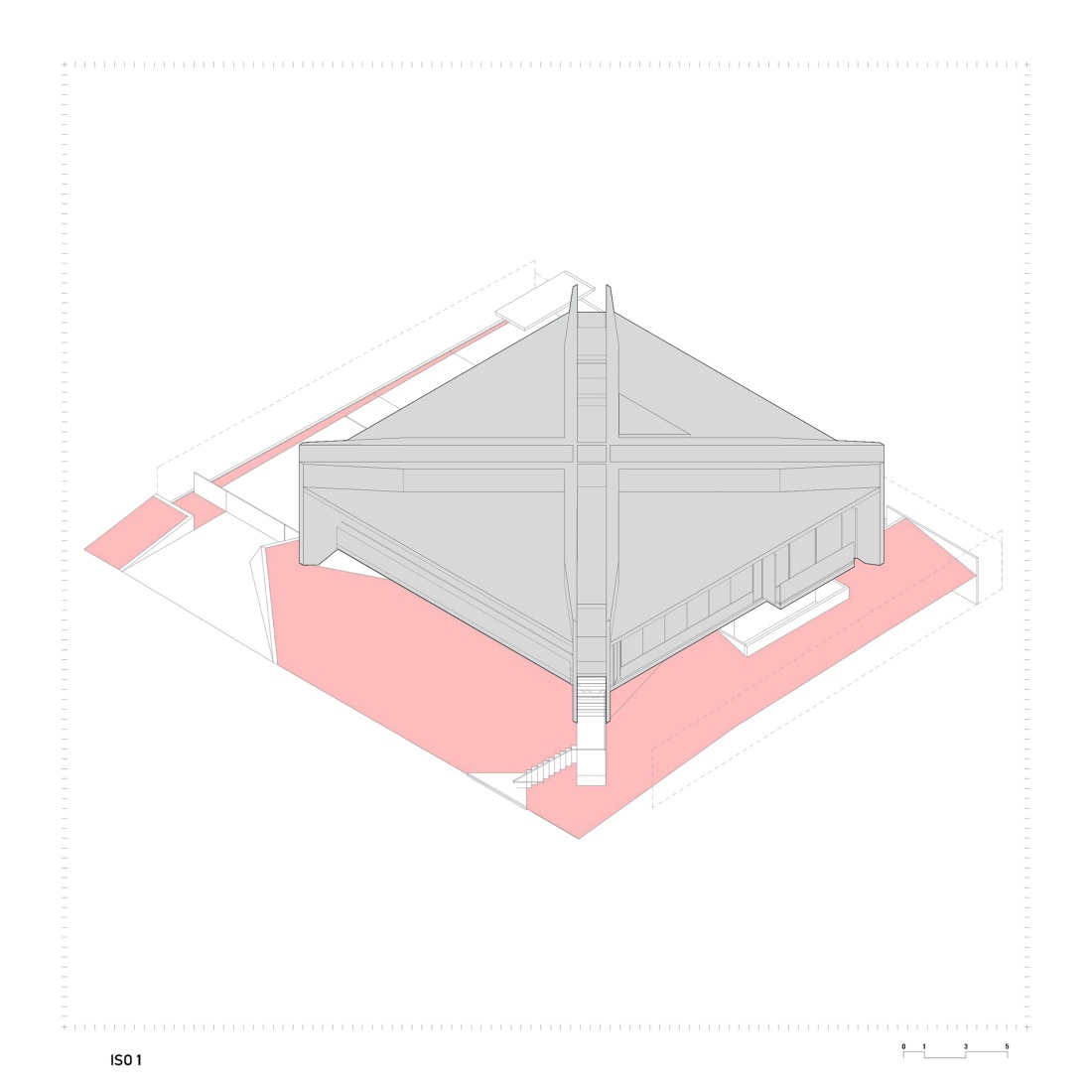 Axonometry. HAVEBLUE House by Yuri Vital Arquiteto.