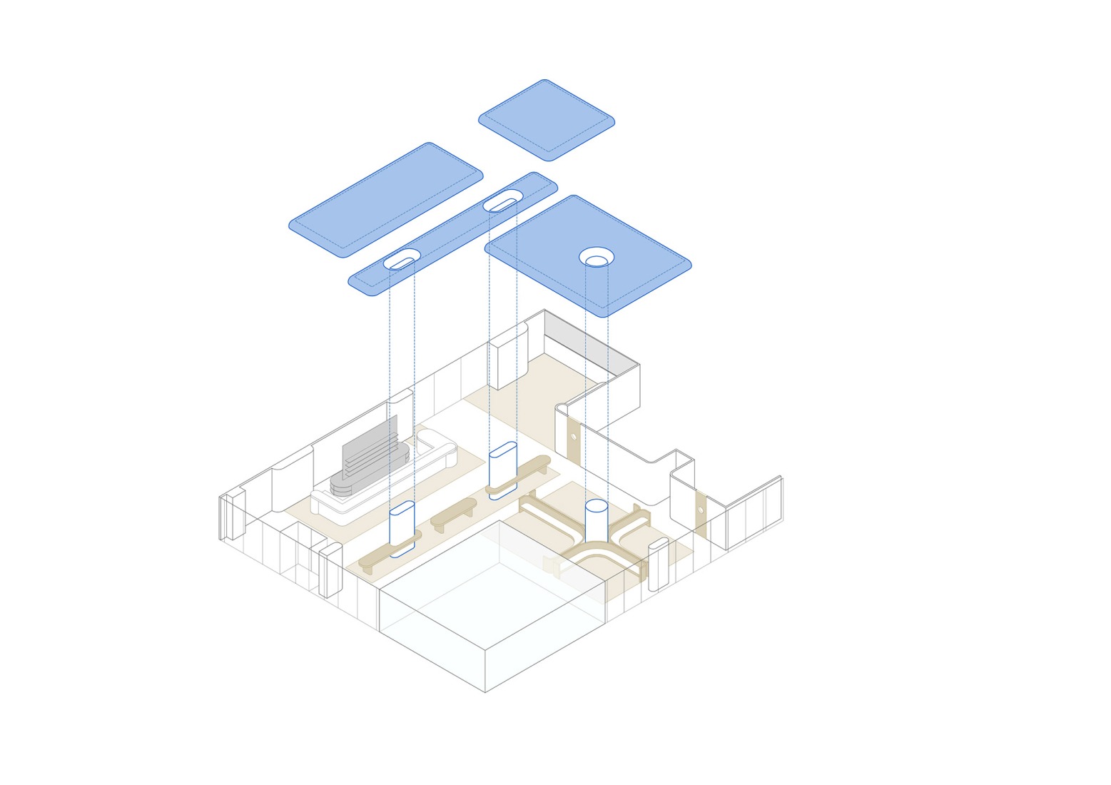 Axonometry. "La Maruca Azca" by Zooco Estudio.