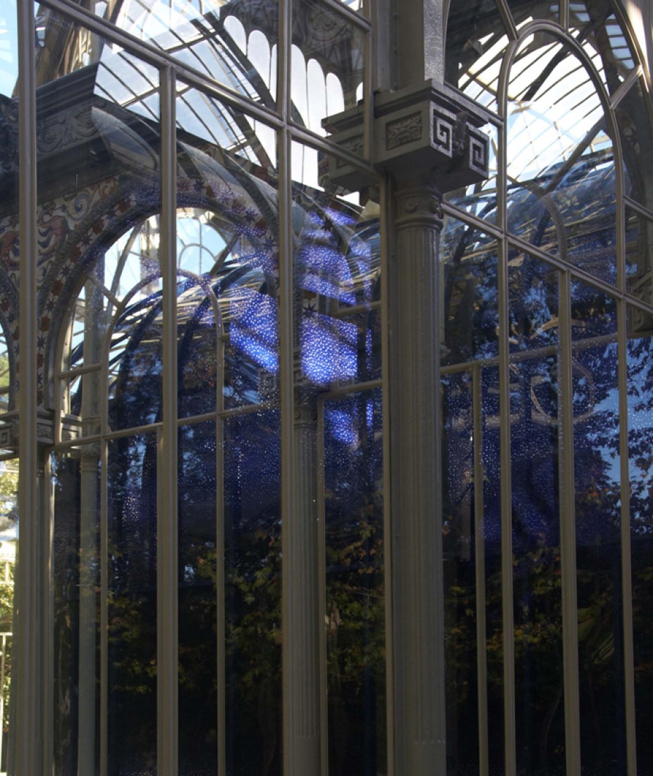 Interior+floor installation, "Written in the celestial bodies" by Soledad Sevilla for the Crystal Palace, 2011. Photo: Joaquín Cortés / Roman Lords. MNCARS.