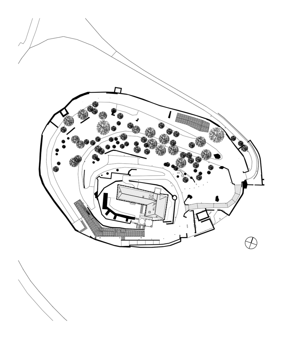 General roof floor. Entrance building for Hambach Castle by Max Dudler