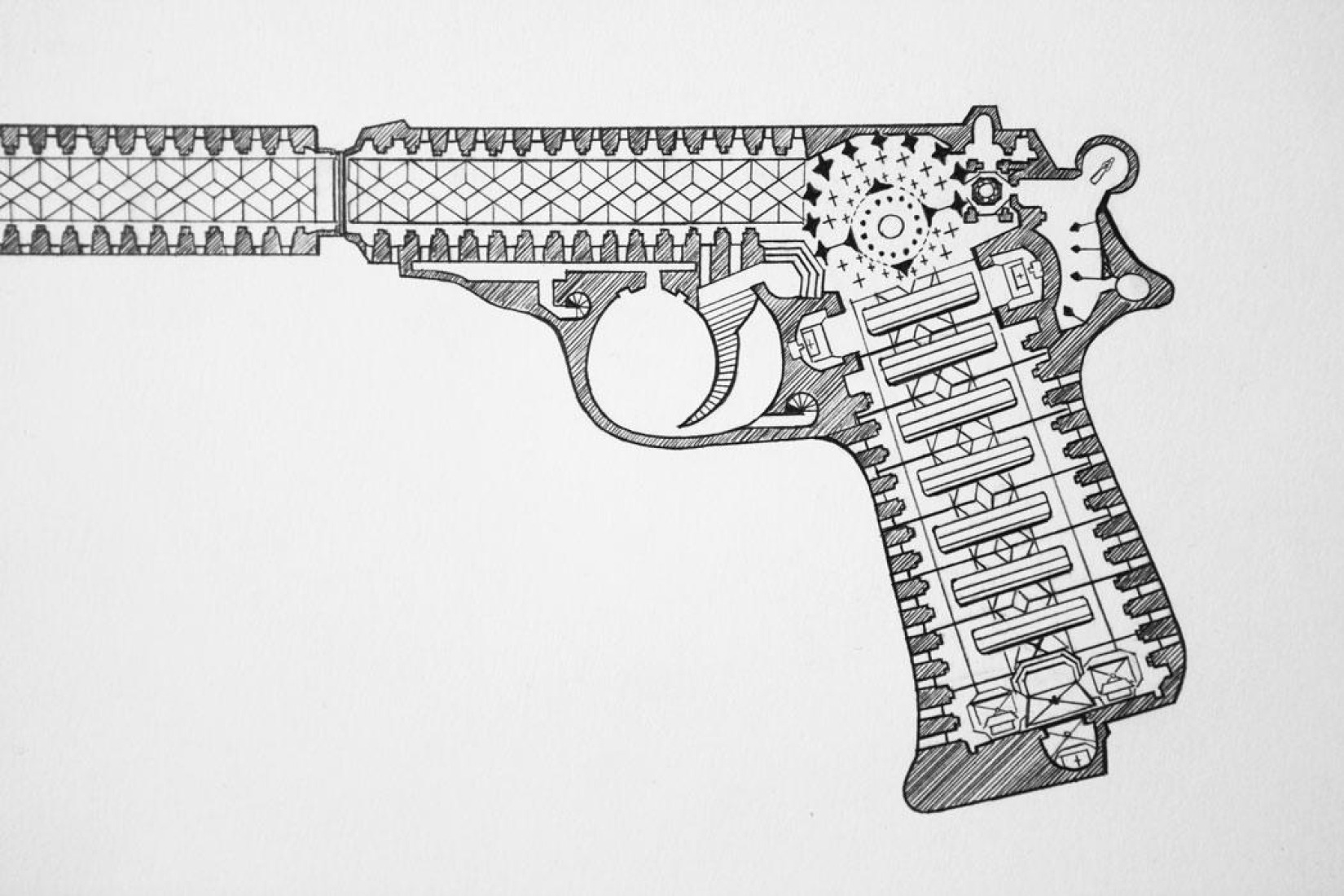 Detalle. XII -Walther PPK silencieux-: 30x56cm. 2011.