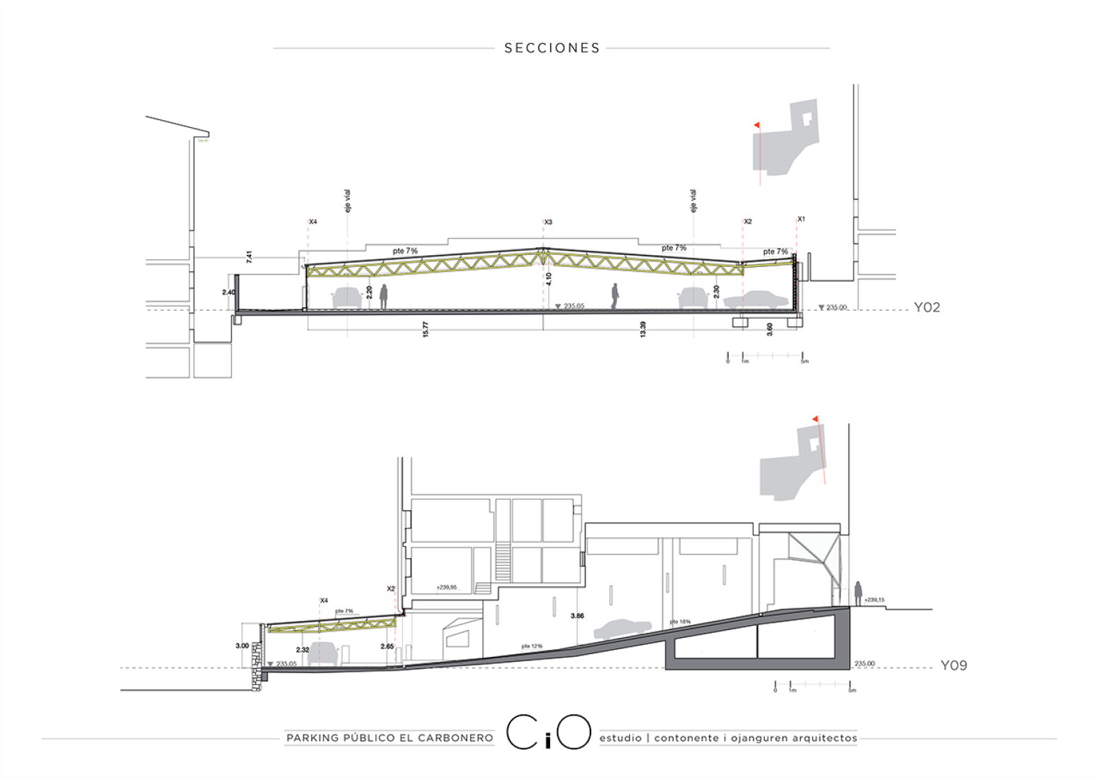 Sections. Public parking El Carbonero by CiO estudio. Image © courtesy of CiO estudio.