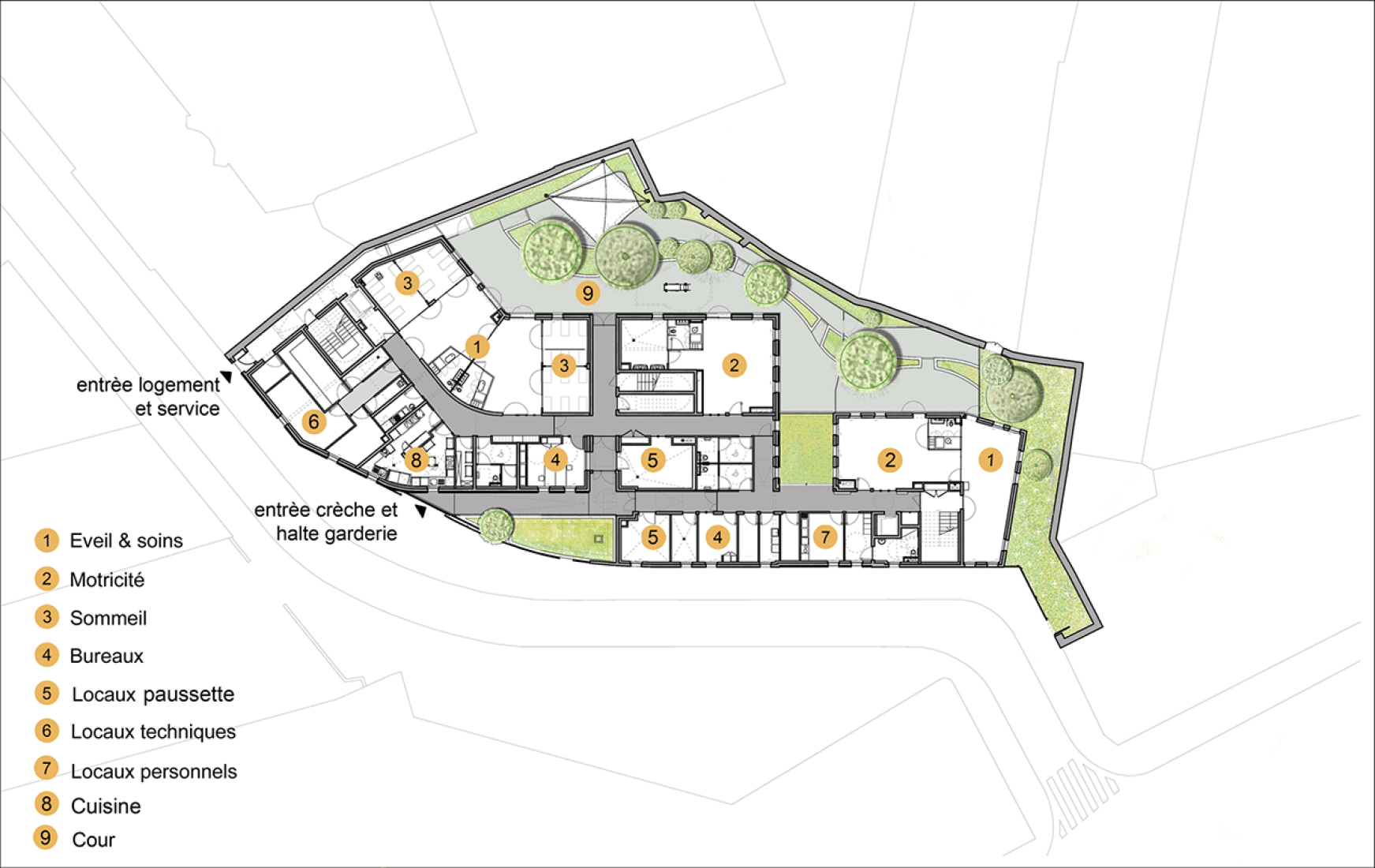 Ground floor plan. Day Care Centre by RH+ Architecture. 