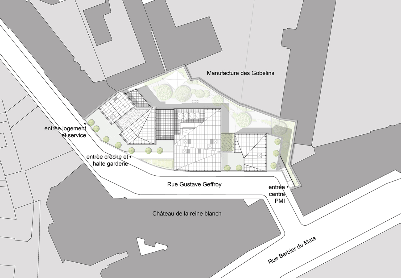 Site plan. Day Care Centre by RH+ Architecture.