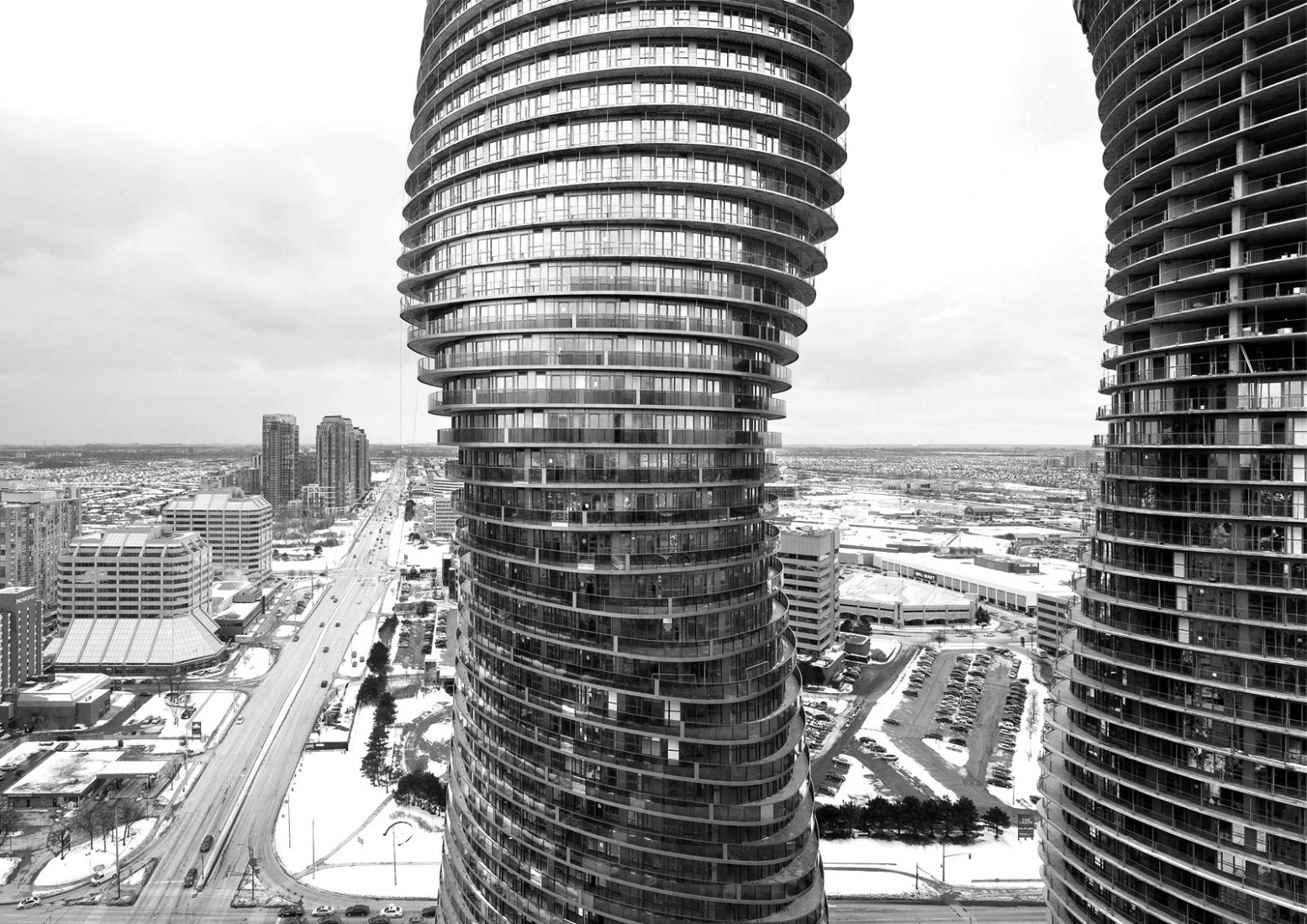The Absolute Towers, 2 residential towers near Toronto designed by MAD, topped out last Friday at 170 meters, establishing MAD's bold new approach to residential design. 