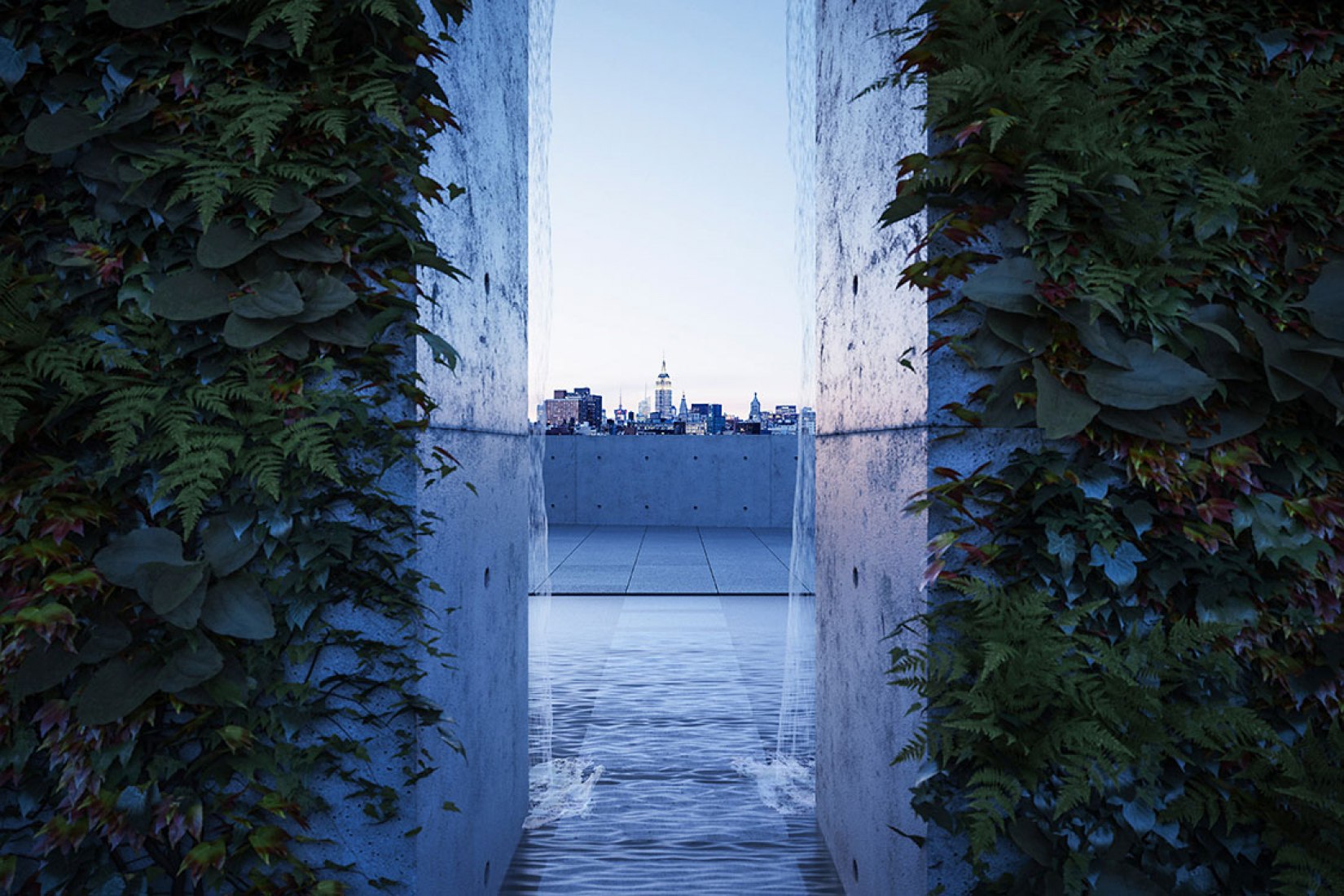 Detail terrace, Housing building by Tadao Ando, in New York.