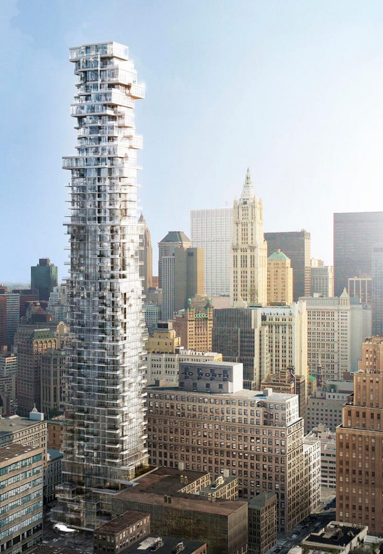 56 Leonard tower, in New York City. Image © Herzog & De Meuron.