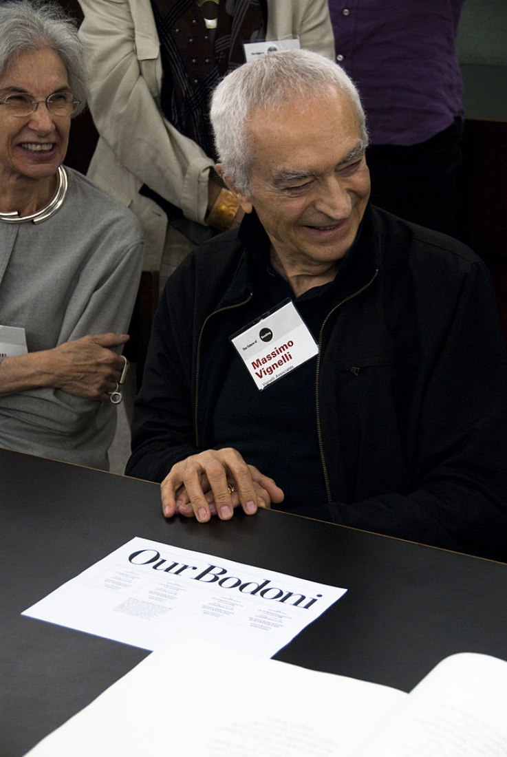 Massimo Vignelli  el 12 junio de 2010. El diseñador Massimo Vignelli, y su mujer, en el Rochester Institute of Technology Cary Graphic Arts Collection..