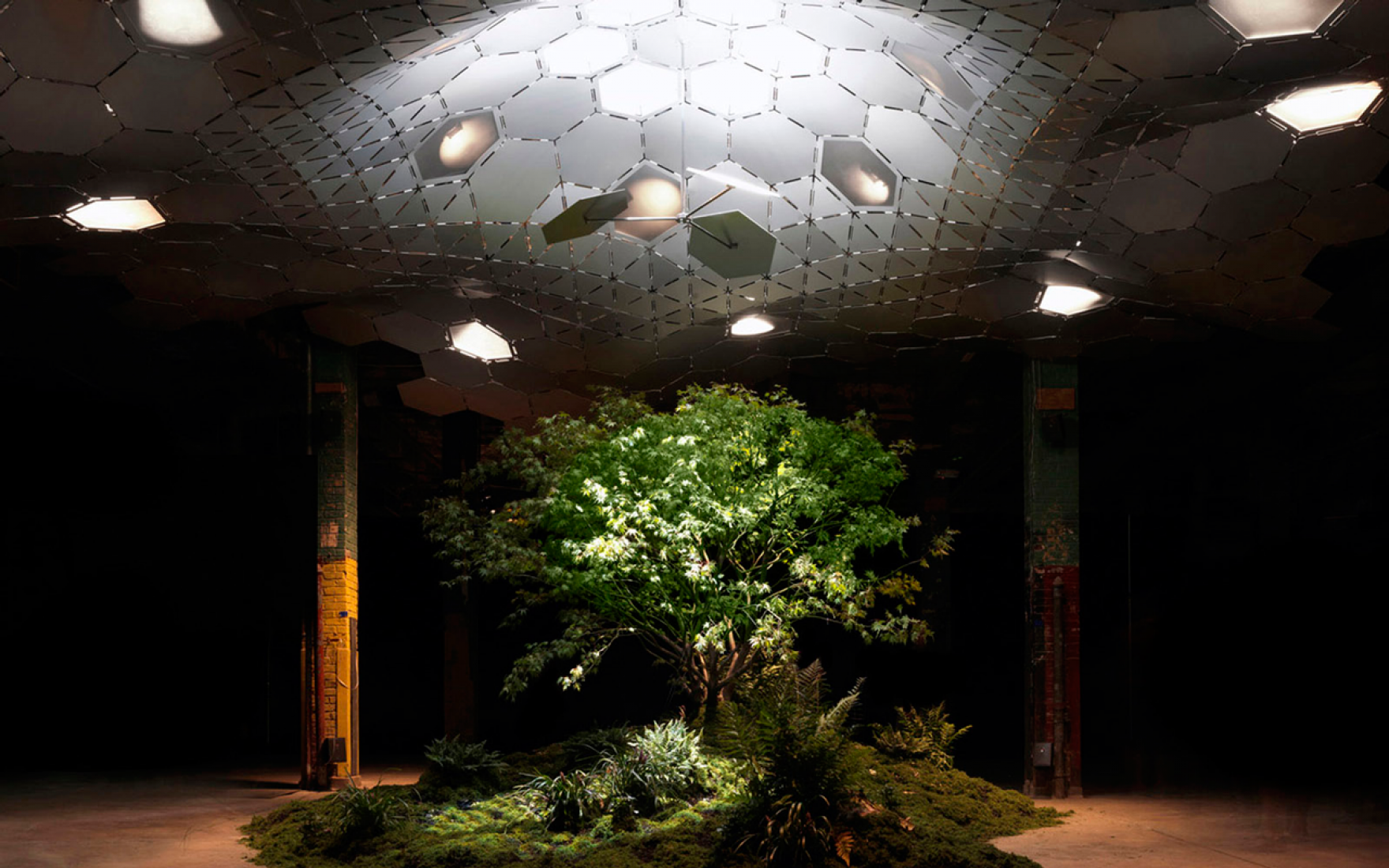 Se trata de la exposición final, con un espacio verde vivo con un parasol y tecnología Lowline sobre él. 
