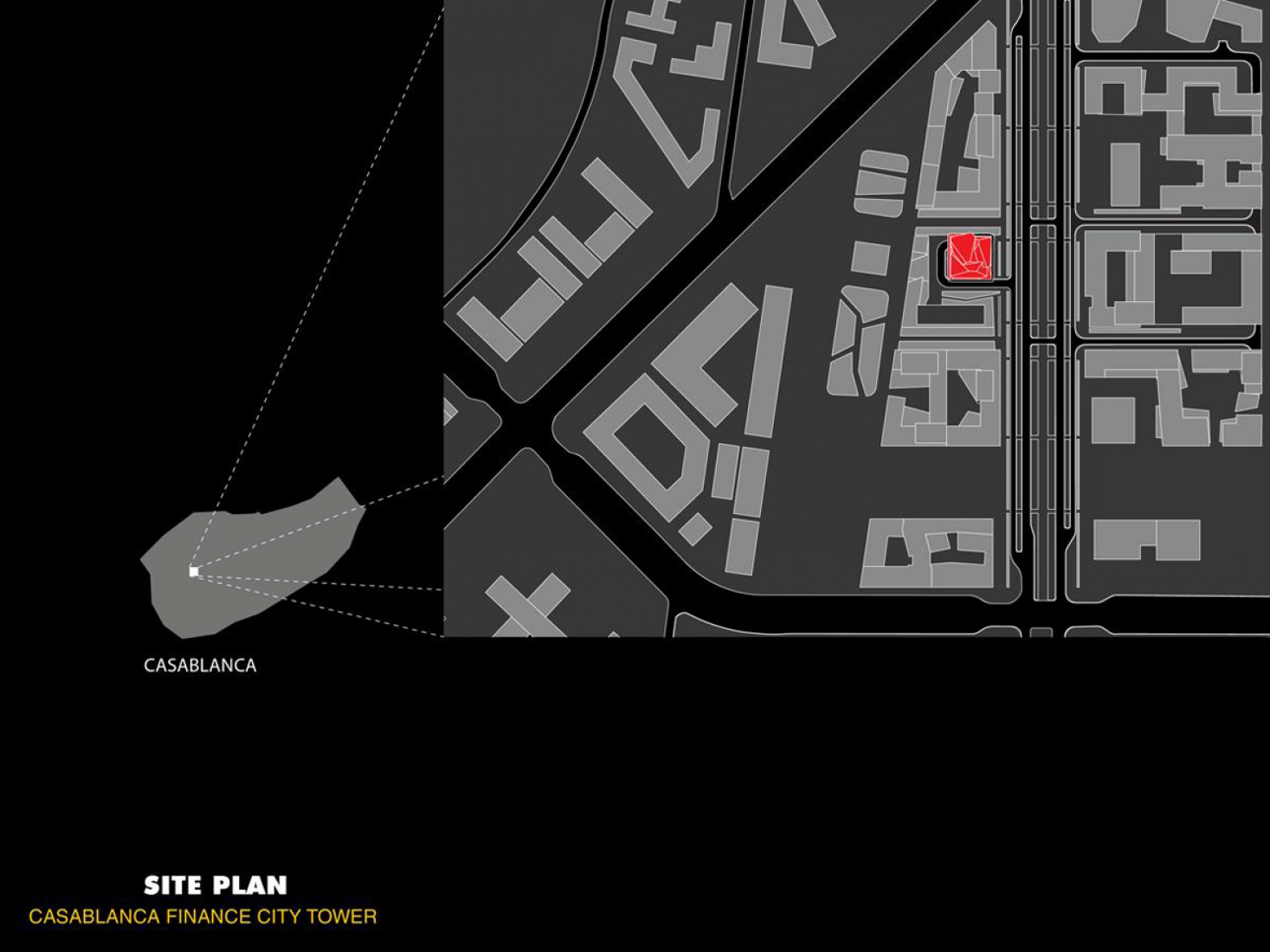 Site plan. Casablanca Finance City Tower by Morphosis. Image courtesy of Morphosis. 