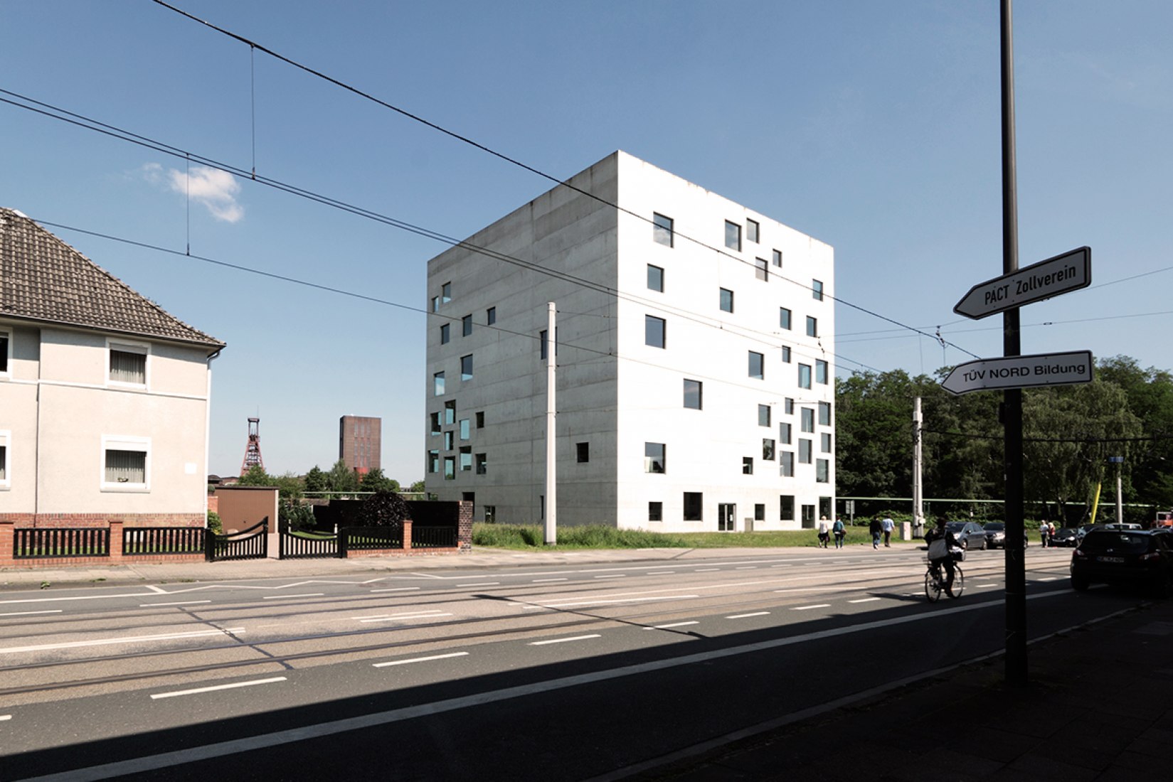 Exterior view of the Zollverein School of Management and Design by SANAA. Photography courtesy Creative Commons Myriam Thyes. 