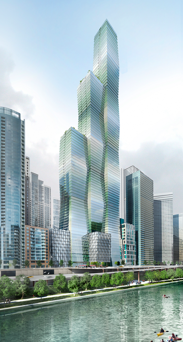 Outside view. Wanda Vista Tower by Studio Gang Architects. Image courtesy of Studio Gang Architects.