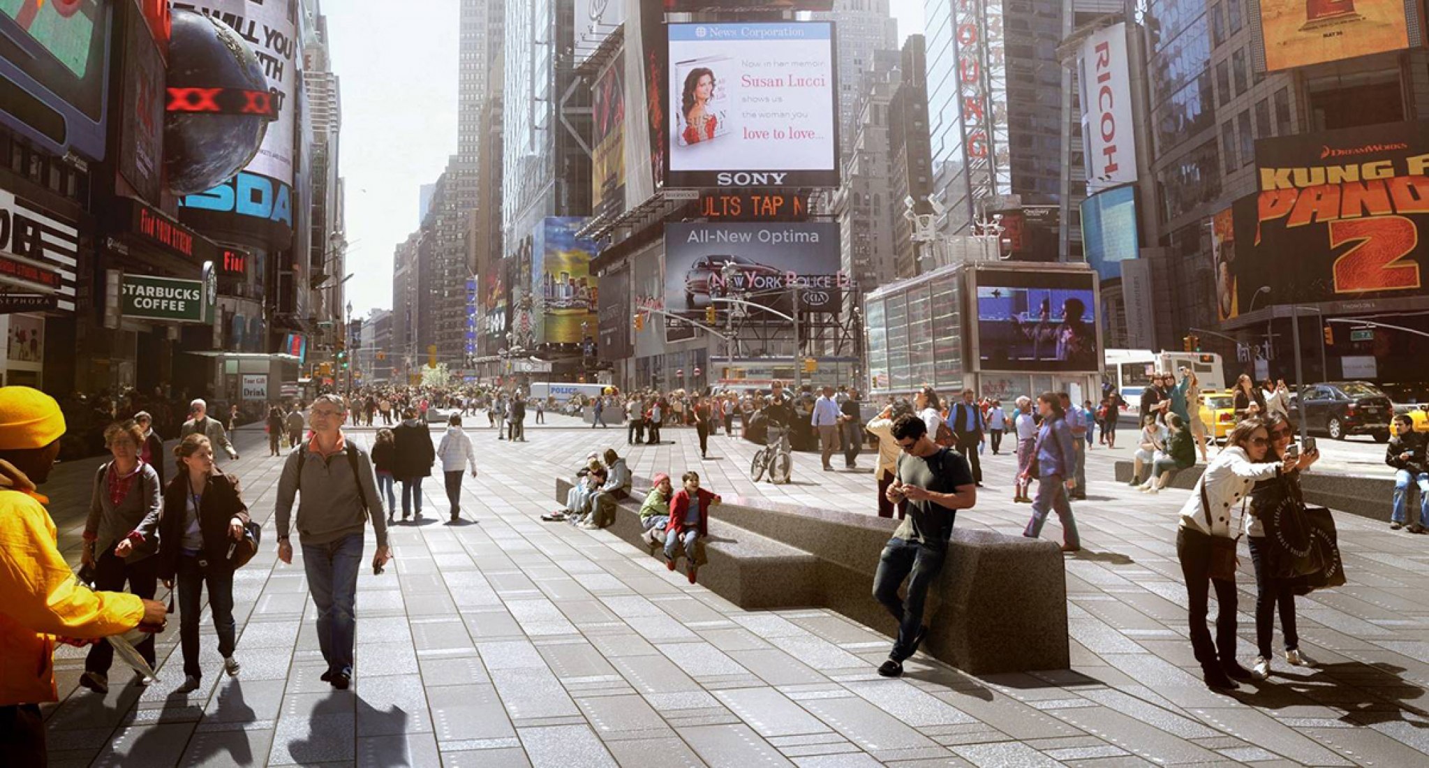 Transformación de Times Square por Snøhetta. Render por Snohetta y MIR. 