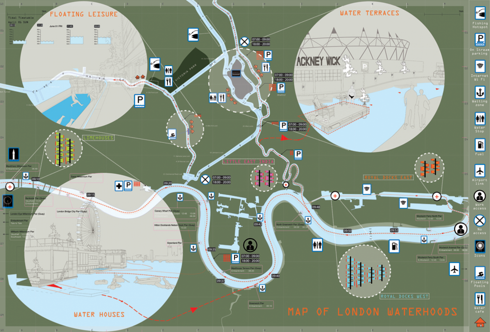 Map of the proposal in London. The Dutch Way by dRMM. Image Courtesy of dRMM.