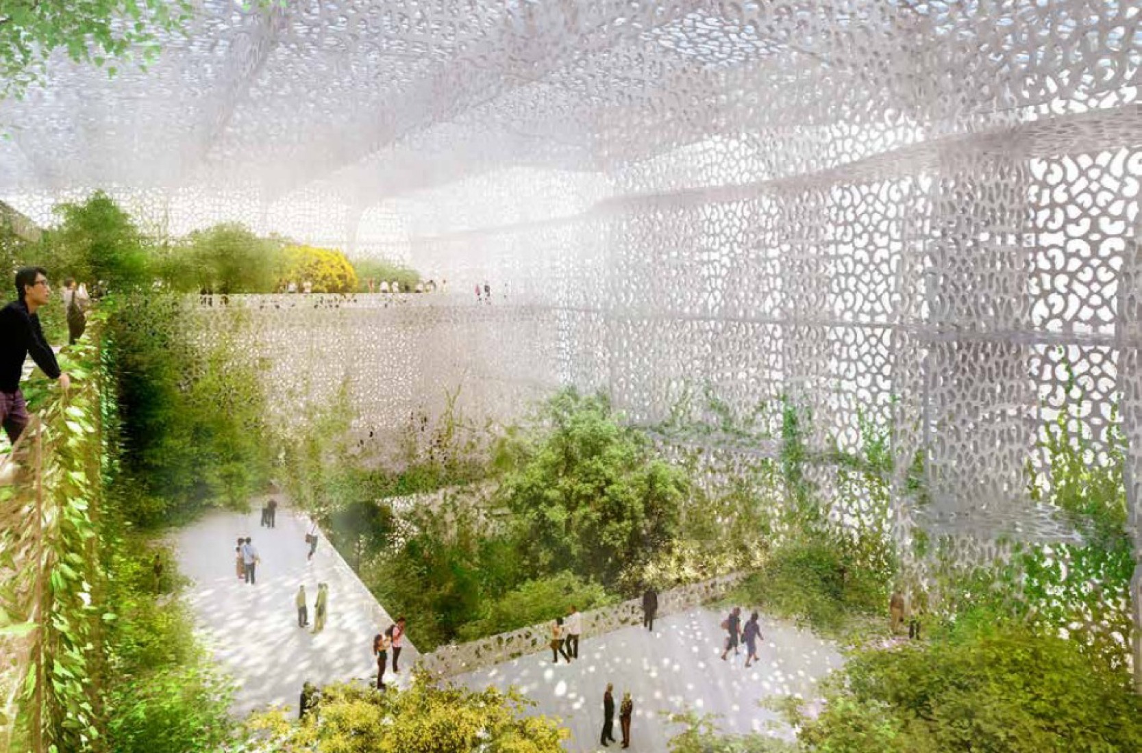 The interior garden, summer. Image © Ateliers Jean Nouvel.