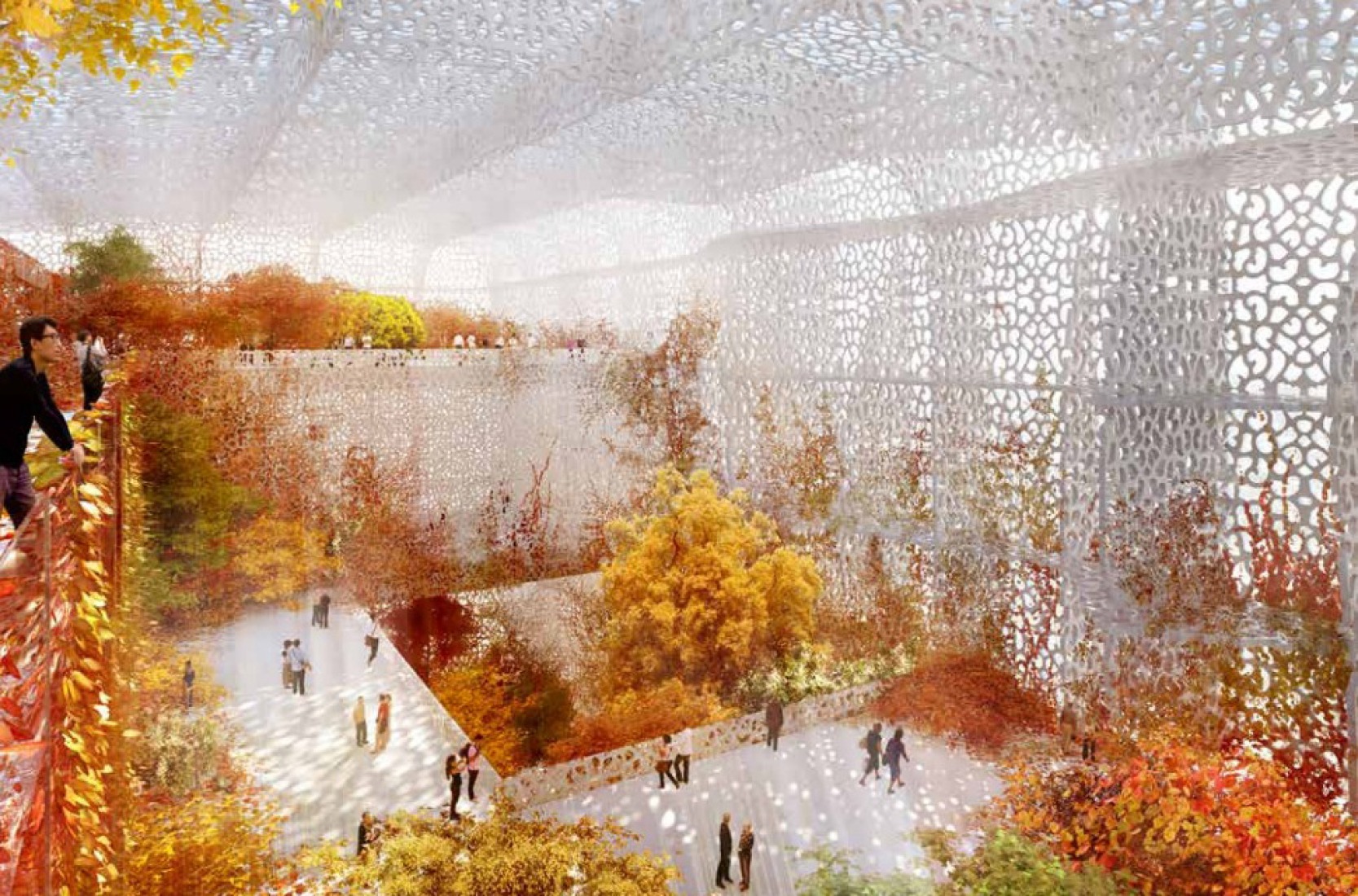 The interior garden, autumn. Image © Ateliers Jean Nouvel.
